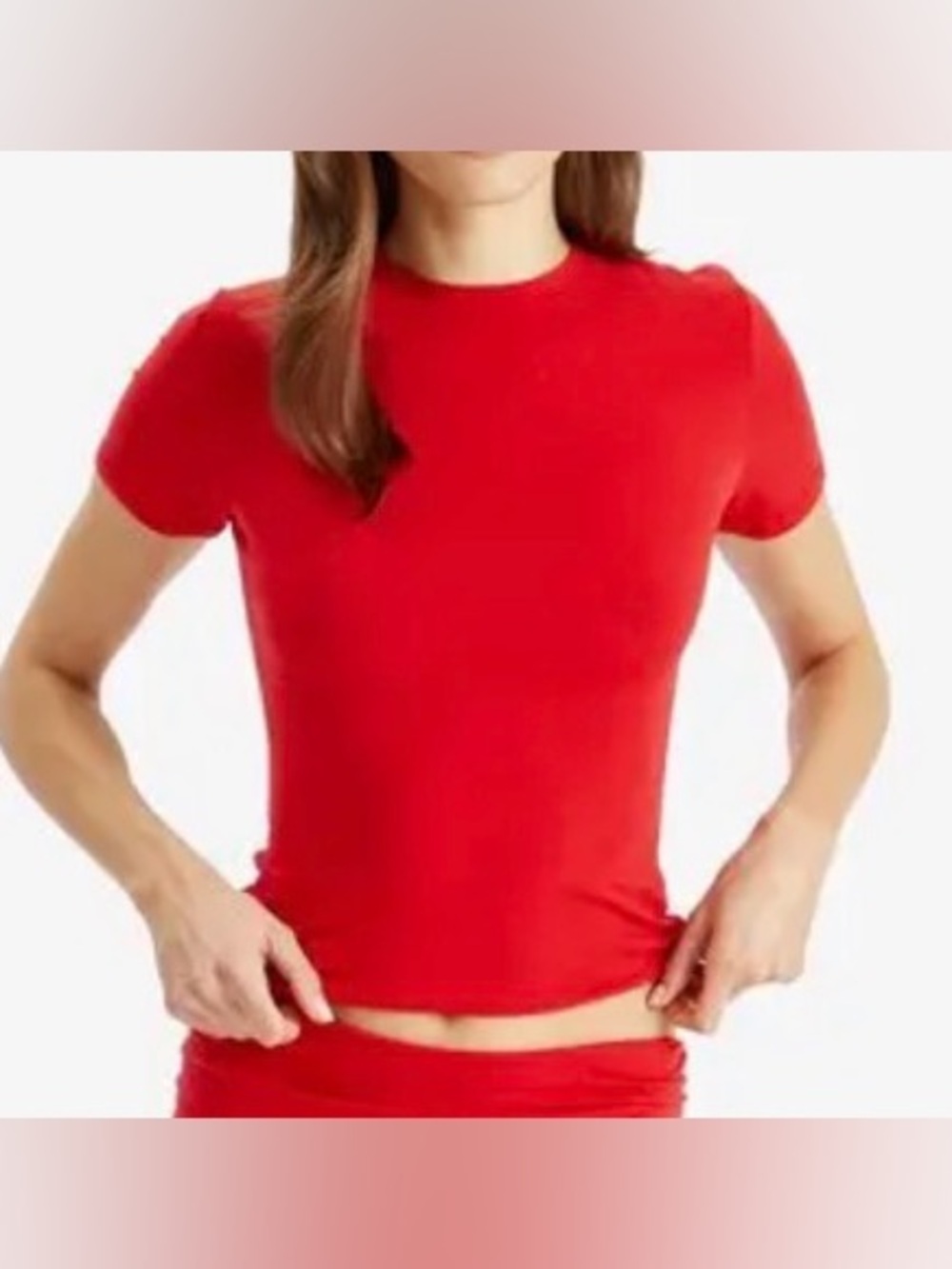 ❤️ SKIMS Cotton Jersey T-Shirt | Cranberry | S | NWT 🏷️